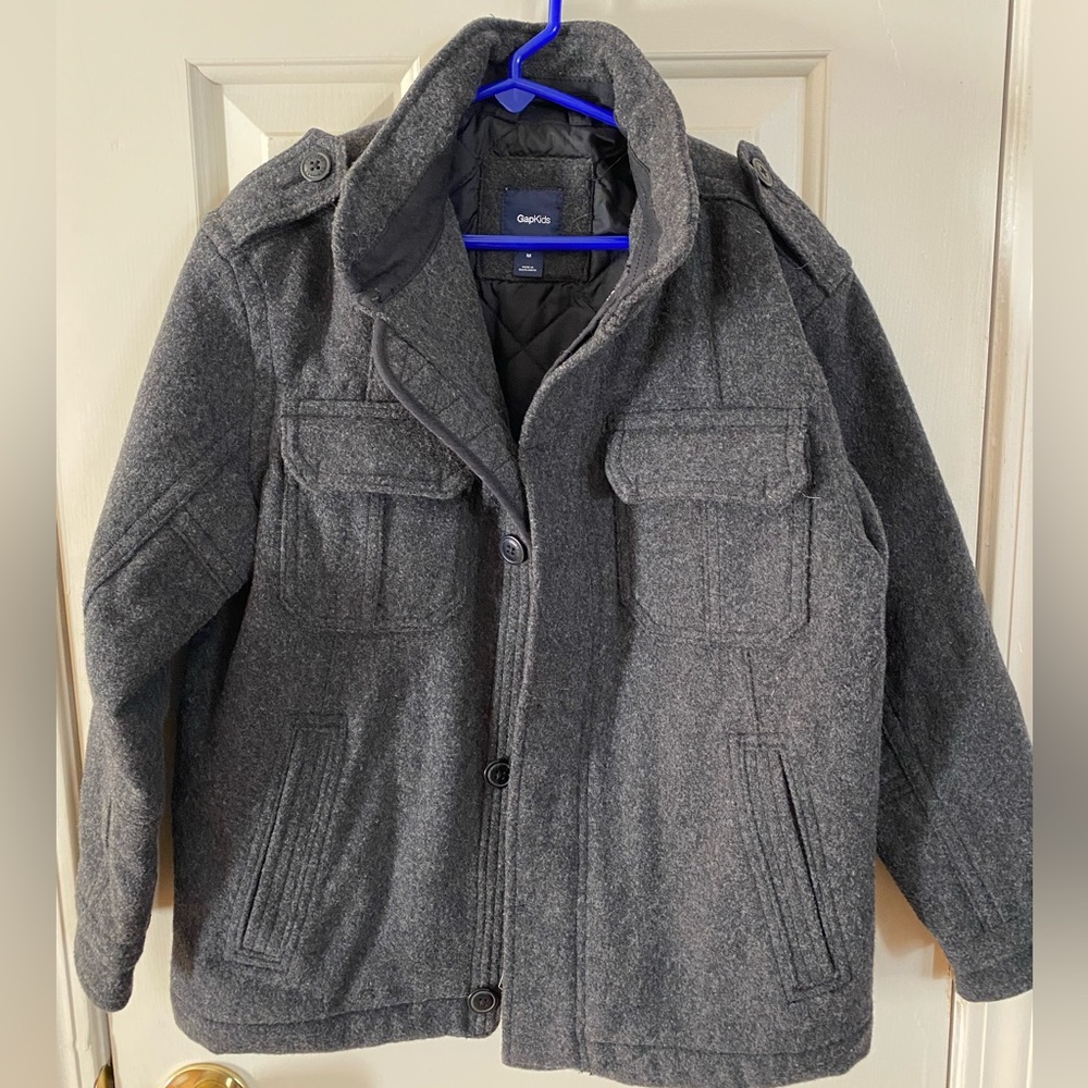Gap Kids boys wool military coat in medium.